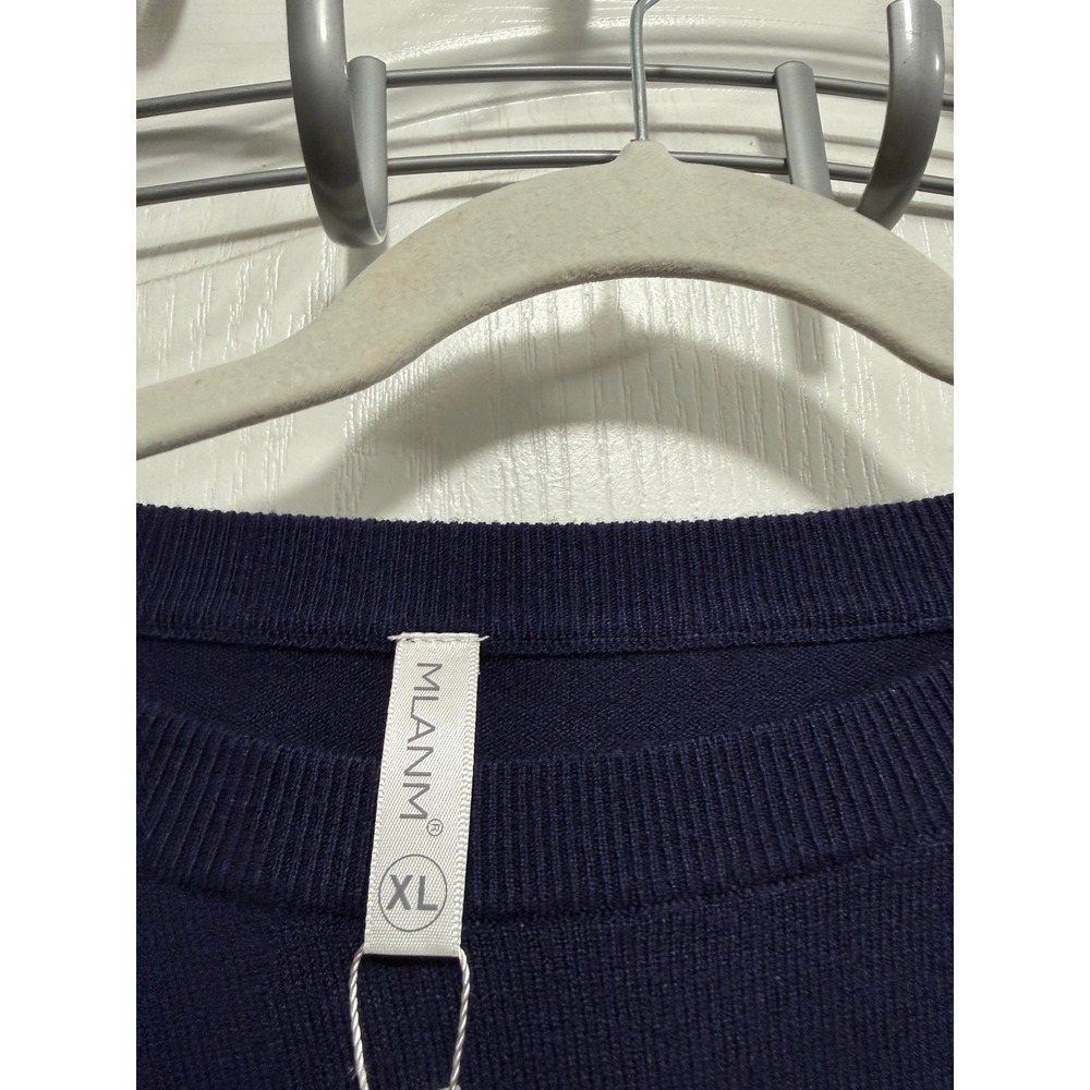 MLANM Womens Navy Blue Crew Neck Long‎ Sleeve Sweater Knit Top XL soft classic - Picture 5 of 15